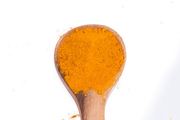 Turmeric Powder isolated on white background.