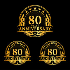 80 Years Anniversary Set. 80th Celebration Logo Collection. Vector and illustration. 
