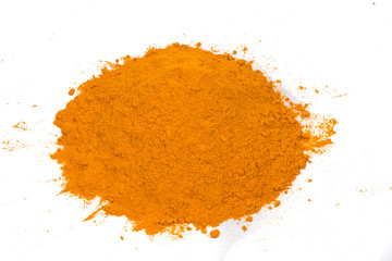 Turmeric Powder isolated on white background.