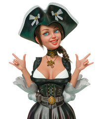 corsair girl in a white background