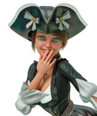 corsair girl in a white background