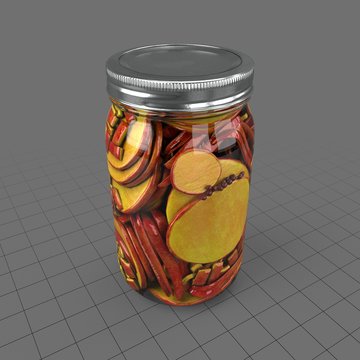 Jar filled with pickled sweet potato slices