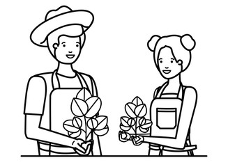 couple of gardeners smiling avatar character