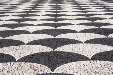 Mosaic tiles pavement  in Funchal, Madeira, Portugal.