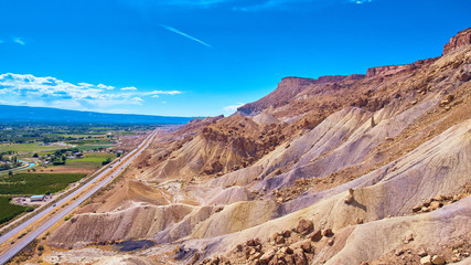 Aerial Palisade Peaches Farms Rocky Mountains