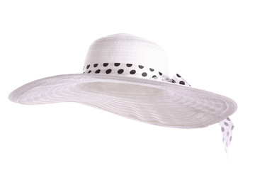 White sun hat against white background