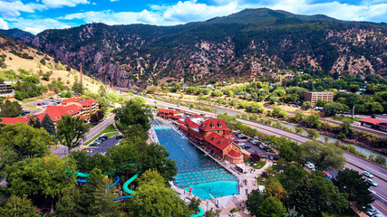 Aerial Hot Springs Glenwood Springs Worlds Largest Rocky Mountains - obrazy, fototapety, plakaty