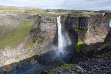 Beautiful view of Haifoss waterfall - Iceland