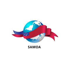 Vector Illustration of a world – world with samoa flag
