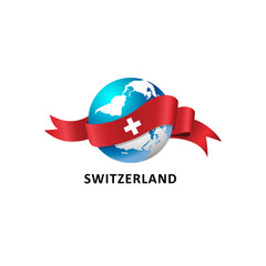 Vector Illustration of a world – world with switzerland flag