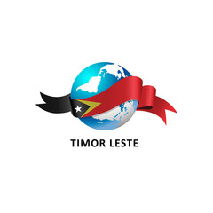 Vector Illustration of a world – world with timor leste flag