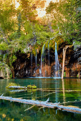 Hanging Lake Blue Oasis Waterfalls in Mountains
