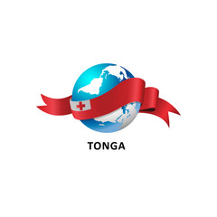 Vector Illustration of a world – world with tonga flag