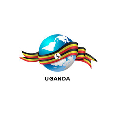 Vector Illustration of a world – world with uganda flag