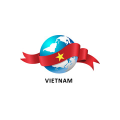 Vector Illustration of a world – world with vietnam flag