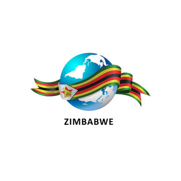Vector Illustration of a world – world with zimbabwe flag