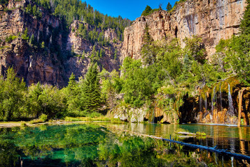 Hanging Lake Blue Oasis Waterfalls in Mountains