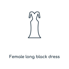 female long black dress icon vector