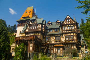 Peleisor Castle in Sinaia on Prahova County, Transylvania in beautfiful Romania