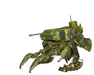 camouflage mech in a white background