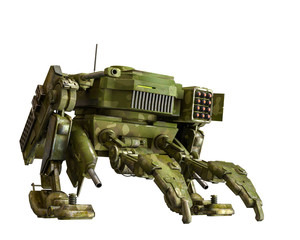 camouflage mech in a white background
