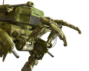 camouflage mech in a white background