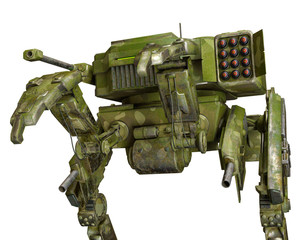 camouflage mech in a white background