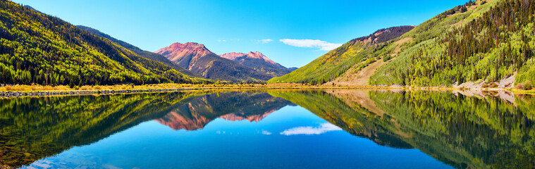 Rocky Mountains Lake Mirror Reflection panorama