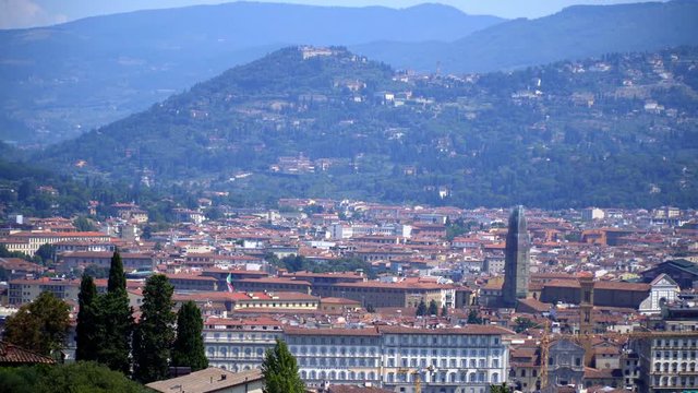 Beautiful Florentine skyline. 
4K footage of a big medieval city