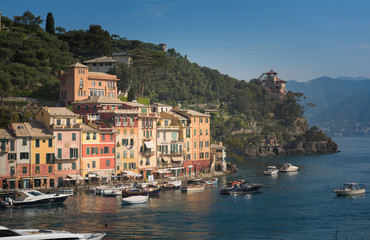 Beautiful bay with colorful houses in Portofino, Liguria, Italy