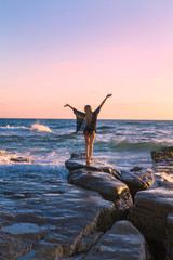 blond girl by the ocean