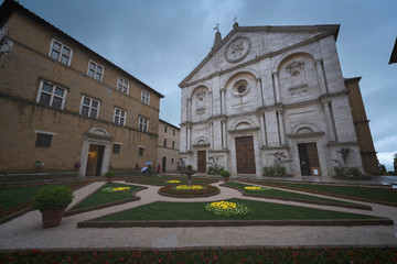 Fototapeta premium Pienza square of the cathedral Tuscany, Italy.