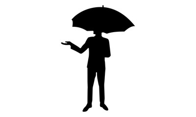 male silhouette vector drawing right hand marks the rain
