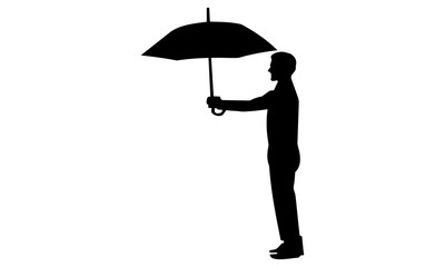 Silhouette vector style men when giving umbrellas