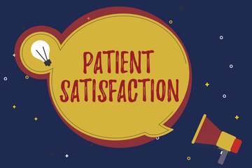 Word writing text Patient Satisfaction. Business concept for Indicator for measuring the quality in health care.