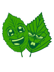 buche team paar freunde 2 birke gesicht comic cartoon lustig blatt baum pflanze form clipart design wald grün blätter strauch busch blüte blume
