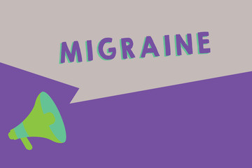 Text sign showing Migraine. Conceptual photo recurrent throbbing headache that affects one side of head.