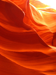 Curving Sandstone Patterns in Colorful Slot Canyon