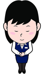 お辞儀する女性事務員