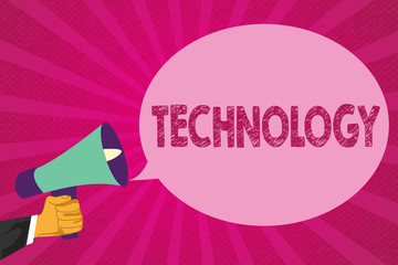 Text sign showing Technology. Conceptual photo Application of scientific knowledge for practical purposes.