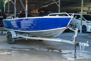 Paint the boat in blue and white.4