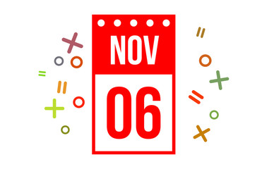 6 November Red Calendar Number