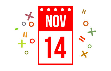 14 November Red Calendar Number