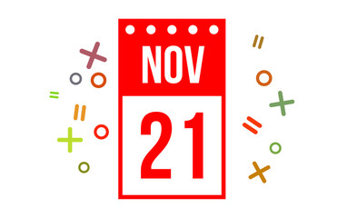 21 November Red Calendar Number