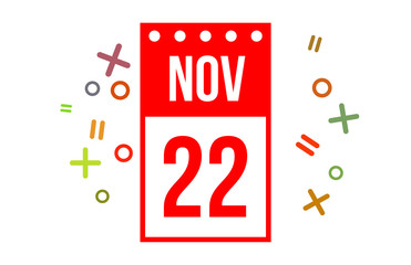 22 November Red Calendar Number