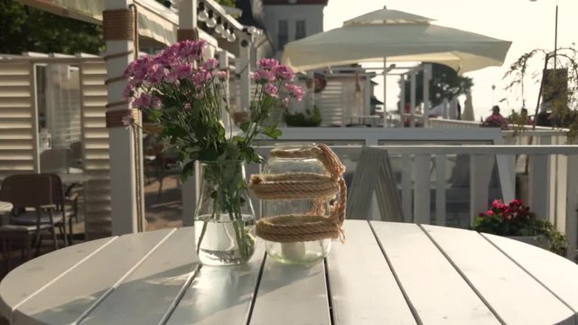 A table at a resteurant on the pier