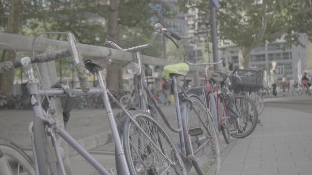 hek vol fietsen. Parked bicycles in Holland - Ungraded S-log footage (gives you the flexibility and dynamic range.)
