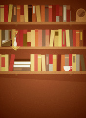 本棚　レトロ　イメージ