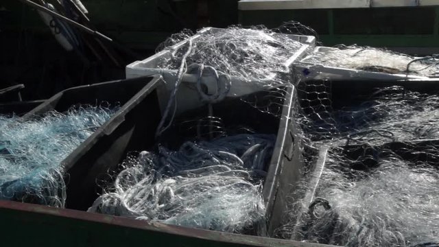 fishing nets in containers