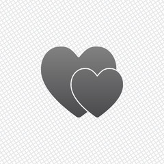2 hearts. Simple icon. On grid background